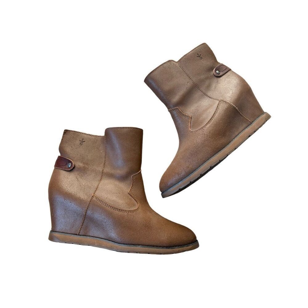 Emu Australia Gembrook‎ Hidden Wedge Ankle Bootie Pull on size 8 Brown